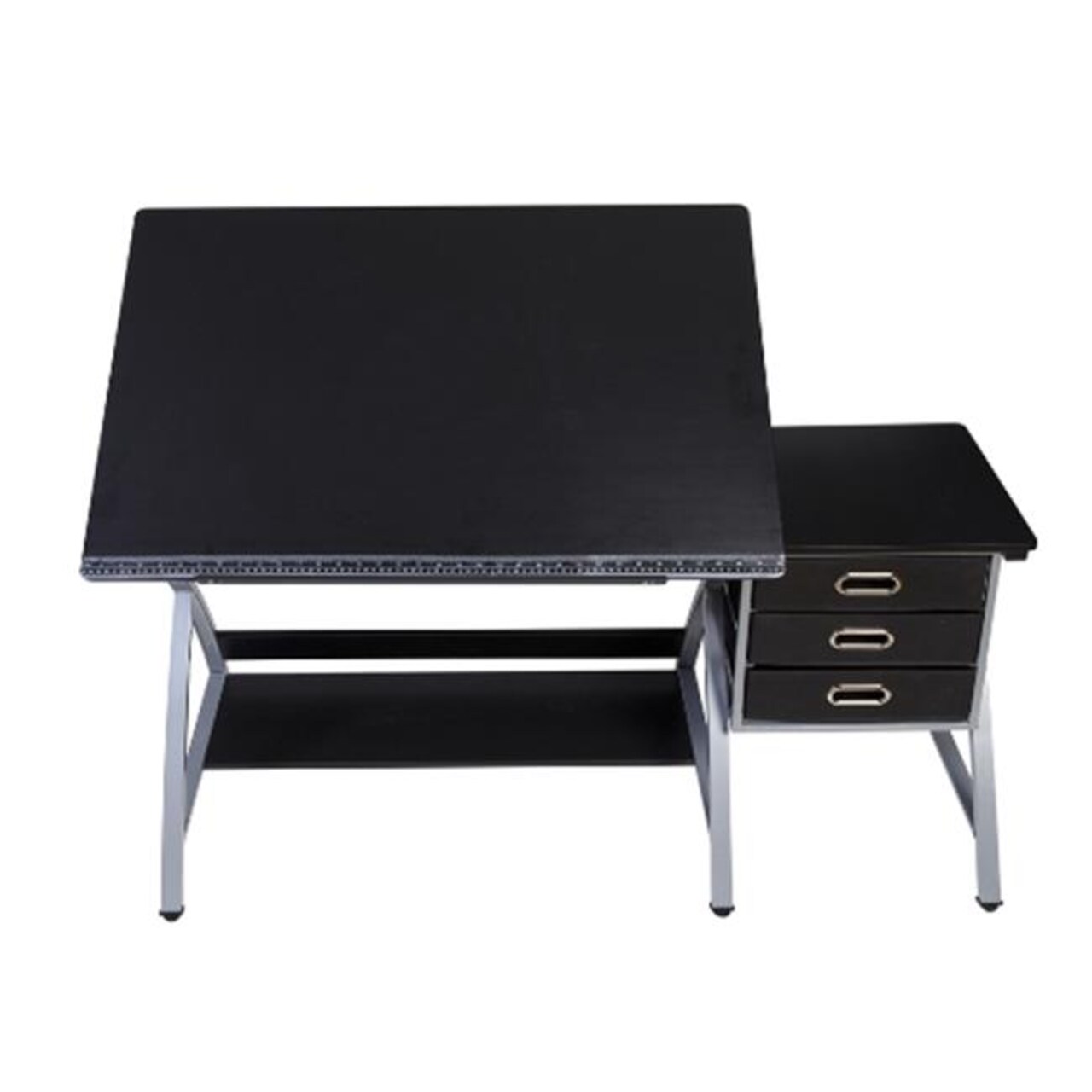 Comfort Products 50-CS03 Craft Station with Stool - Black &#x26; Silver - 30.25 x 24 x 50.25 in.